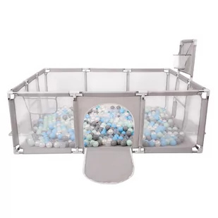 Selonis Boisko BO-100X z piłeczkami 6cm szary: perła-szary-transparent-babyblue-mięta 180x122x62/900piłek - Maty edukacyjne - miniaturka - grafika 1