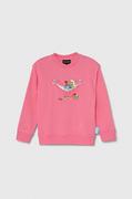 Bluzy dla chłopców - Emporio Armani bluza bawełniana dziecięca x The Smurfs kolor różowy z aplikacją - miniaturka - grafika 1
