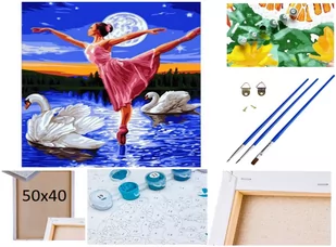 Malowanie po numerach Obraz Rama Płótno ZESTAW 5w1 baletnica JEZIORO ŁABĘDZIE BALET - Malowanie po numerach Malowanie po numerach Obraz Rama Płótno ZESTAW 5w1 baletnica JEZIORO ŁABĘDZIE BALET - Malowanie po numerach - miniaturka - grafika 1