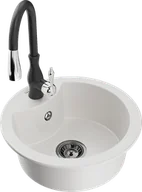 Zlewozmywaki z baterią - Mexen Diego zlewozmywak granitowy 1-komorowy z baterią kuchenną Savita, biały - 6512-20-672601-70 - miniaturka - grafika 1