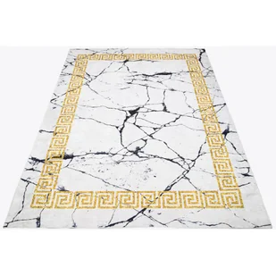 Szary dywan w stylu glamour ze złota ramką F0-B37 - Dywany - miniaturka - grafika 1