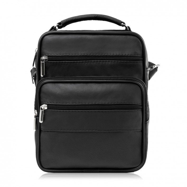 Saszetka Męska Skórzana Na Ramię Czarna Torba Męska Do Pracy Abruzzo Abr-18