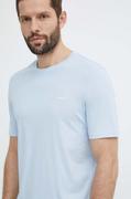 Koszulki męskie - HUGO t-shirt bawełniany męski kolor niebieski gładki - Hugo - miniaturka - grafika 1