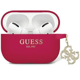 Guess GUAP2LECG4M AirPods Pro 2 cover purpurowy/magenta Liquid Silicone Glitter Triangle Charm - Akcesoria do słuchawek - miniaturka - grafika 1