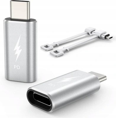 Adapter USB Co2 Przejściówka adapter Lightning USB - C srebrna 2 sztuki