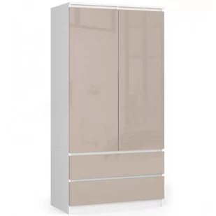Szafa S 90 cm 2 drzwi 2 szuflady - biała-cappuccino połysk - Szafy - miniaturka - grafika 1