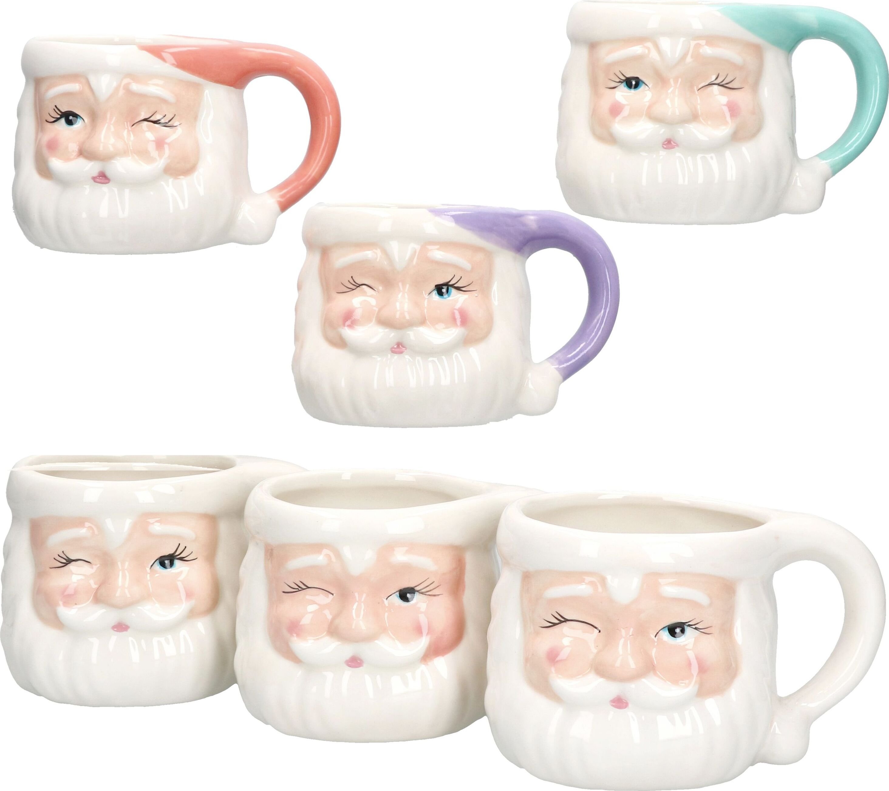 6x kubek do kawy Father Christmas 280ml 4 kolory grzanego wina pastelowy kubek świąteczny