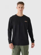 Koszulki sportowe męskie - Męski longsleeve z nadrukiem 4F 4FRAW24TLONM502 - czarny - miniaturka - grafika 1
