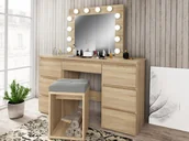 Toaletki - Toaletka kosmetyczna do sypialni z oświetleniem Beta 4 12 LED dąb sonoma - miniaturka - grafika 1