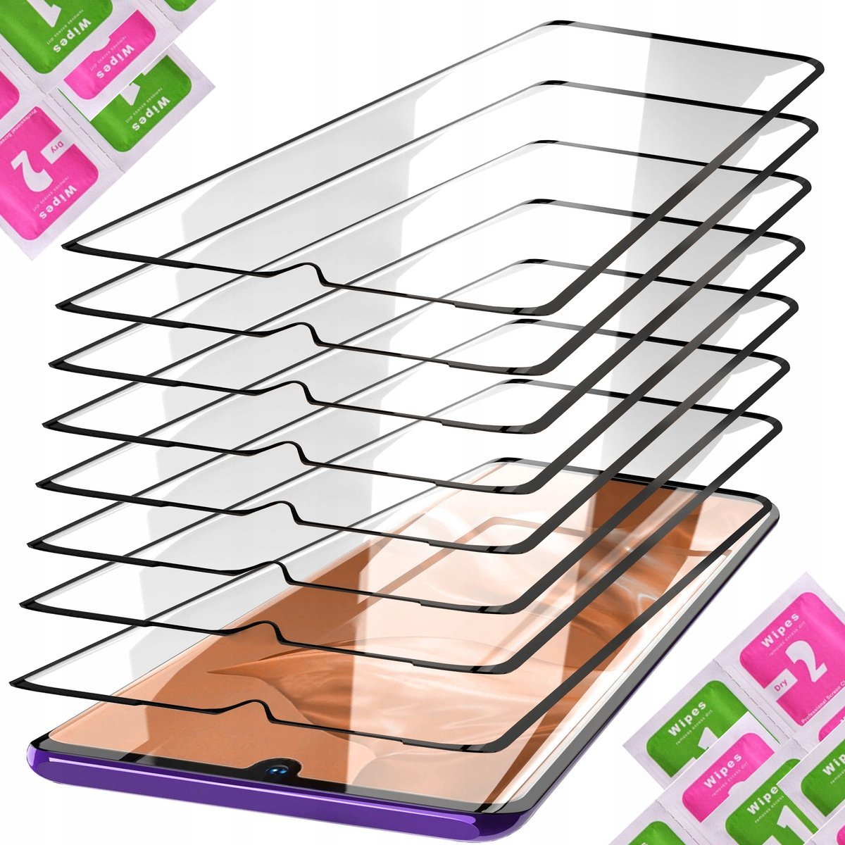 8 sztuk SZKŁO 5D FULL GLUE do Samsung A50 / M21