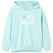 Bluzy dla dziewczynek - Bluza dziecięca z kapturem, błękitna, 128 - miniaturka - grafika 1