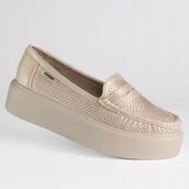 Mokasyny damskie - Mokasyny damskie skóra GOODIN GD-FL6100 złoto lekkie klasyczne miękkie 36 - miniaturka - grafika 1