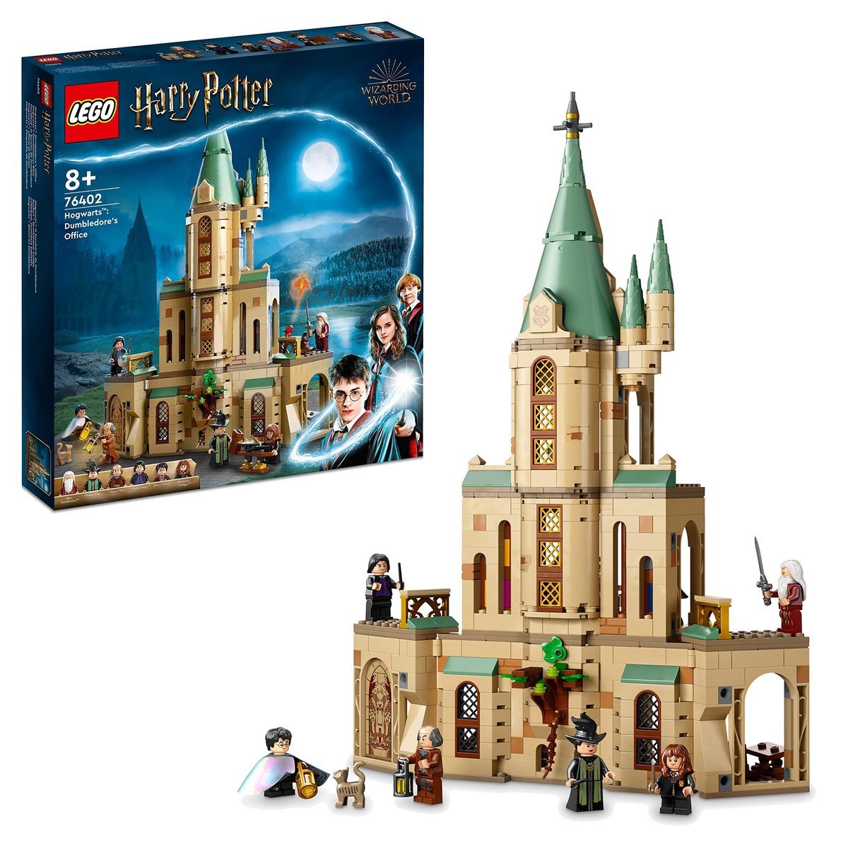 LEGO Harry Potter Komnata Dumbledore’a w Hogwarcie, Zabawka Konstrukcyjna dla 8-latka, Zamek dla Dzieci z Tiarą Przydziału i 6 Minifigurkami, Prezen..