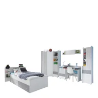 Zestawy mebli dla dzieci - Zestaw Mebli Młodzieżowych B Como Meblar Biały Lux, Dąb Wilton Biały, Szary - miniaturka - grafika 1