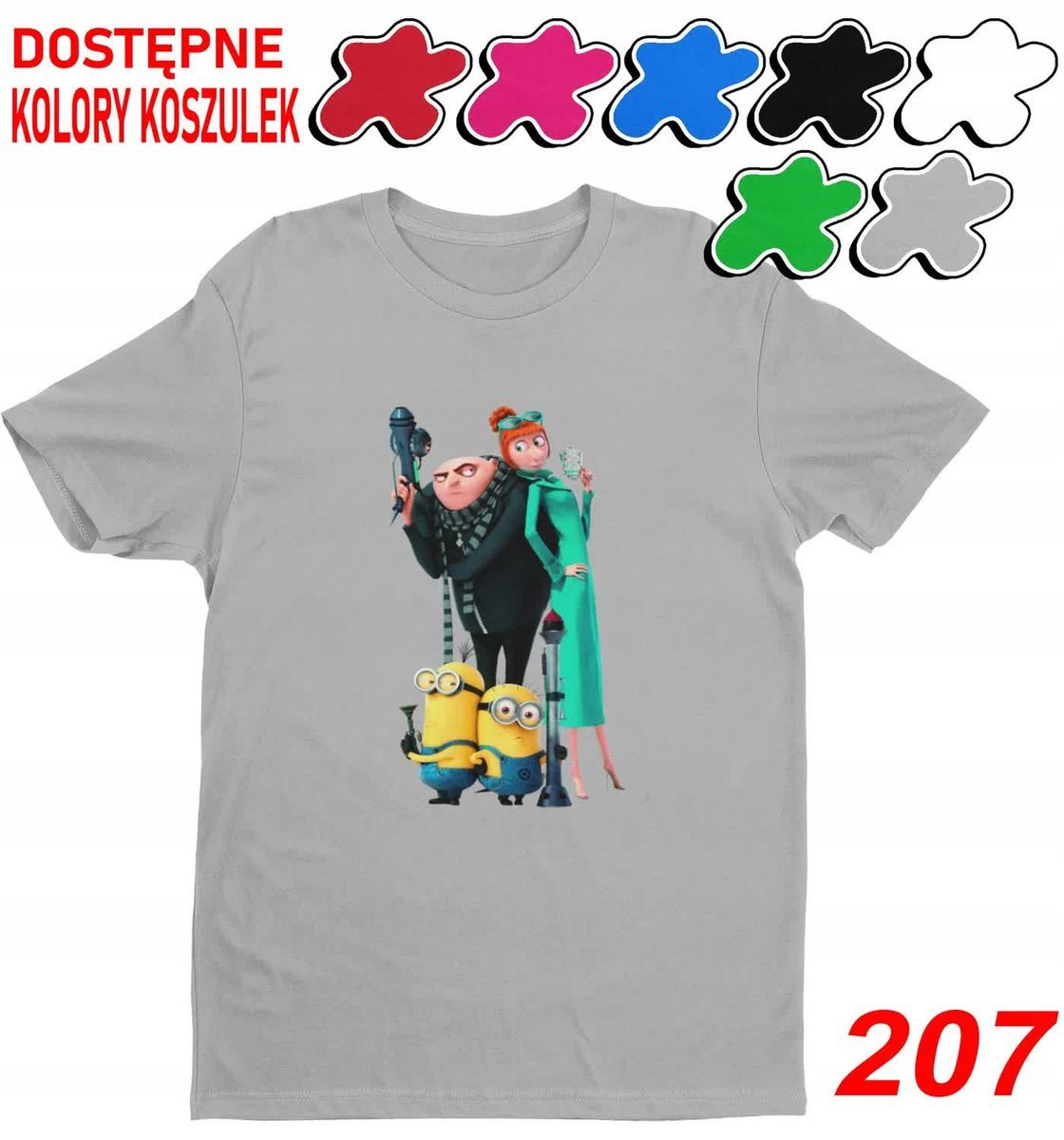 Dziecięca Koszulka Z Nadrukiem Wybór Gry Dru Minionki Postaci -L 146-152
