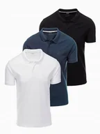 Koszulki męskie - T-shirt polo bawełniany zestaw czarny/granatowy/biały OM-POBS-0133 V1 XL - miniaturka - grafika 1