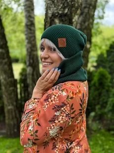 Bawełniany mały komin Zielony - Apaszki i szaliki damskie Bawełniany mały komin Zielony - Apaszki i szaliki damskie - miniaturka - grafika 1