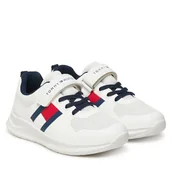 Buty dla chłopców - Sneakersy Tommy Hilfiger Flag Low Cut Lace-Up/Velcro T1X9-34369-1843 S Biały - miniaturka - grafika 1