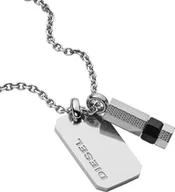 Naszyjniki męskie - Diesel DX1156040 Naszyjnik męski DOUBLE PENDANT stal szlachetna srebrny 55 cm - miniaturka - grafika 1