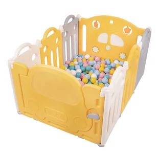 Selonis Kojec plastikowy KS-200X z piłeczkami biało-żółty: biały-żółty-babyblue-pudrowy róż-turkus 120x80x60/100piłek Zabawka boks - Łóżeczka i kojce - miniaturka - grafika 1