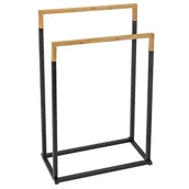 Wieszaki łazienkowe - Wieszak na ręczniki, stojak łazienkowy, stojący, 45x22x76 cm, czarny - miniaturka - grafika 1