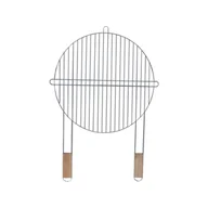 Ruszty - Ruszt grillowy okrągły śr. 46 cm ze stali chromowanej z drewnianą rączką Floraland - miniaturka - grafika 1