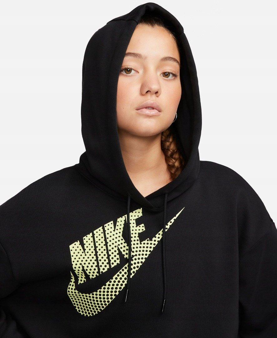 BLUZA NIKE DAMSKA KRÓTKA CROP TOP KANGURKA KAPTUR R.XL CZARNA LOGO