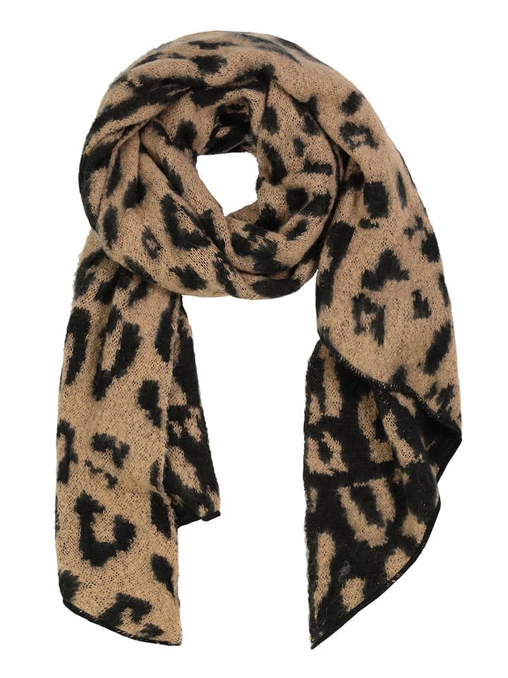 Eight2Nine Szal w kolorze karmelowo-czarnym