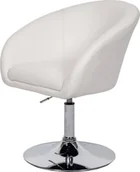Krzesła - Krzesło do jadalni HWC-F19, krzesło kuchenne obrotowe krzesło do salonu, obrotowe z regulacją wysokości ~ imitacja skóry biały - miniaturka - grafika 1