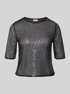Koszulki i topy damskie - T-shirt o kroju shaped fit z cekinowym obszyciem model ‘JACK’ - miniaturka - grafika 1