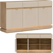 Komody - Komoda trzydrzwiowa z szufladami do salonu Dąb Cremona Kaszmir MILTON ML03 - miniaturka - grafika 1