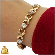 Bransoletki - POZŁACANA BRANSOLETKA ZE STALI CHIRURGICZNEJ NIESKOŃCZNOŚĆ Z CYRKONIAMI 18K - miniaturka - grafika 1