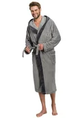 Szlafroki męskie - Męski długi szlafrok George szary XXL - miniaturka - grafika 1
