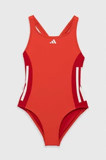 Stroje kąpielowe dla dziewczynek - adidas Performance jednoczęściowy strój kąpielowy dziecięcy kolor czerwony - grafika 1