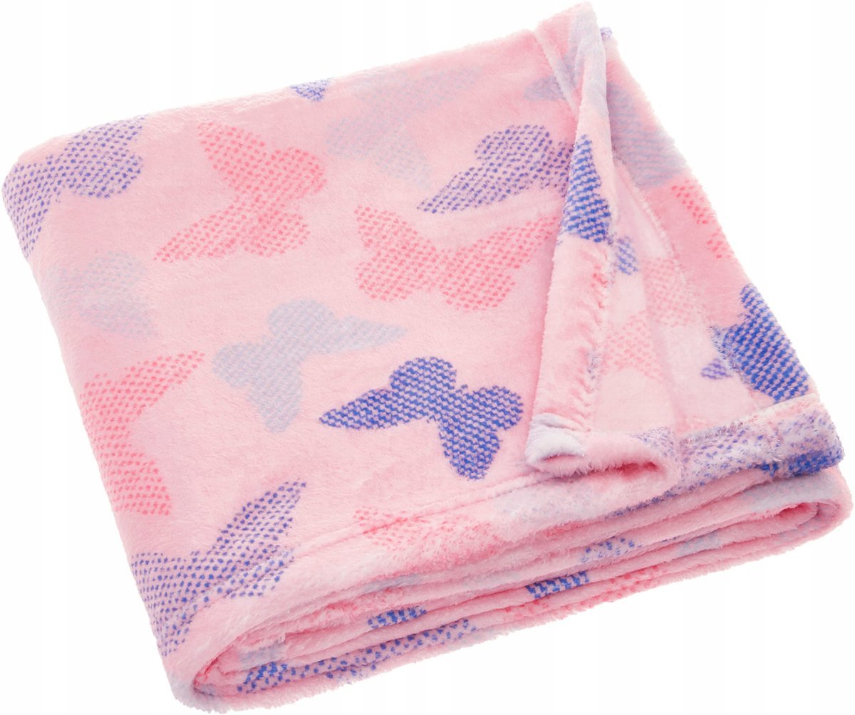PLAYSHOES Kocyk Fleece Różowy Motyle 75x100cm