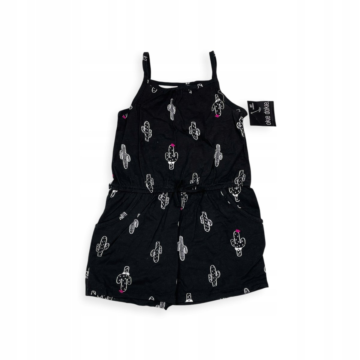 Kombinezon dziewczęcy czarny na ramiączkach w kaktusy r. 3lata (98-110)