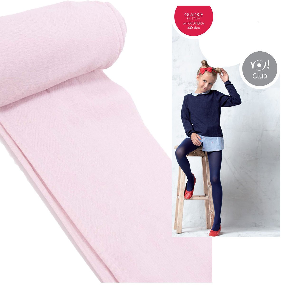 Rajstopy Z Mikrofibry Dziewczęce 40Den 116/122 Pudrowe