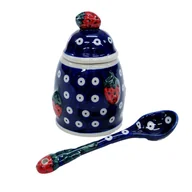 Pojemniki kuchenne - Ceramiczny pojemnik na dżem Truskawka Bolesławiec - miniaturka - grafika 1
