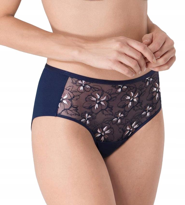 Wysokie majtki pełne Triumph Florale Jasmin Maxi kwiaty granat 6582 46 XXL