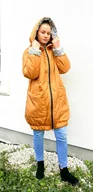 Kurtki damskie - Ciepła lekka kurtka żółta z kapturem na suwak - miniaturka - grafika 1