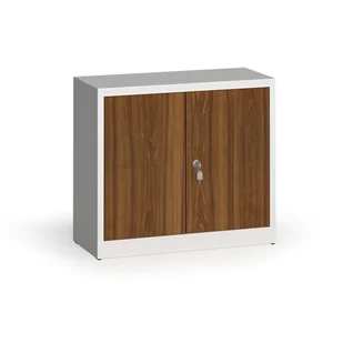 ALFA 3 Szafy spawane z laminowanymi drzwiami, 800 x 920 x 400 mm, RAL 7035/orzech 1261170 - Szafy biurowe - miniaturka - grafika 1