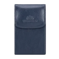 Biżuteria - akcesoria - Etui na wizytówki skórzane z logo granatowe - miniaturka - grafika 1