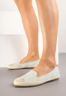 Jasnozielone Espadryle w Kwiaty z Plecionką Raloria - Espadryle damskie - miniaturka - grafika 1