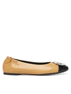 Baleriny - Tory Burch Baleriny Claire Cap-Toe Ballet 156309 Beżowy - miniaturka - grafika 1