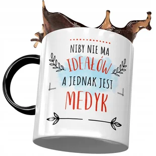 Kubek Czarny Dla Medyka Niby nie ma Ideałów Kubek z Nadrukiem ze Zdjęciem + Opakowanie na prezent (wzór 01) - Kubki - miniaturka - grafika 1