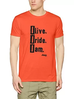 Koszulki męskie - Jeep Jeep męski T-shirt J Man T-shirt Qd"I Live I Ride I Am" J6s czerwony Mandarin Red/Licoric S O100562 - grafika 1