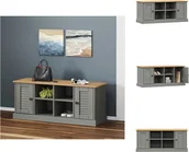 Szafki na buty - vidaXL Ławka na buty VIGO szara 106x35x45 cm z litego drewna sosnowego - Ławki do przedpokoju i komody - miniaturka - grafika 1