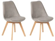 Krzesła - Zestaw 2 krzeseł do jadalni welurowy beżowoszary DAKOTA II - miniaturka - grafika 1