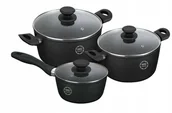 Zestawy garnków i patelni - ZESTAW GARNKÓW ALUMINIOWYCH MG HOME MARBLE 6EL. CZARNE - miniaturka - grafika 1