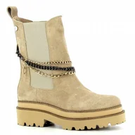 Botki damskie - Beżowe zamszowe sztyblety na grubej podeszwie CARINII - Carinii - miniaturka - grafika 1